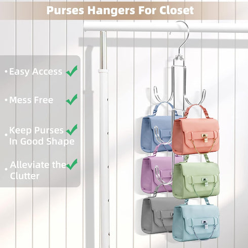 2 Pack Purse Hanger Organizer for Closet - Handbag Storage Organizer for Bags, Belts, Hats, Scarves, Ties