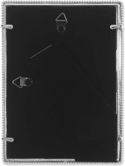 Lawrence Frames Metal Picture Frame, Silver, 5x7 with Delicate Beaded Border