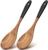 2 Pcs Large 12" Wooden Spoons for Cooking, Acacia Wood Mixing Spoons Set, Unique Kitchen Utensils