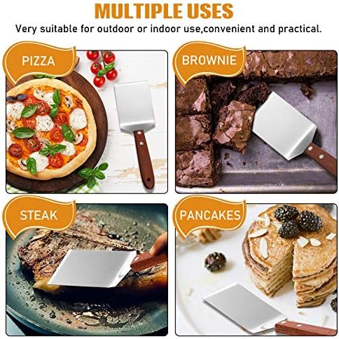 Newtay 2 Pieces Small Brownie Cookie Spatula - Metal Stainless Steel with Wooden Handle for Kitchen Cooking