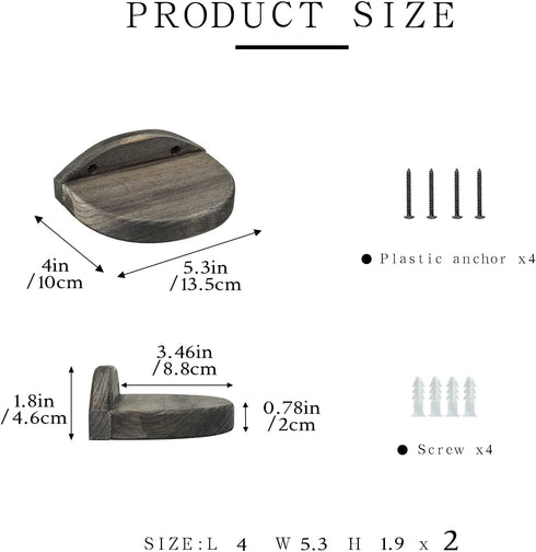Set 2 4Inch Freezing point Small Floating Shelves for Wall of Semicircle Wood Mini Wall Shelf Decor Plant Display