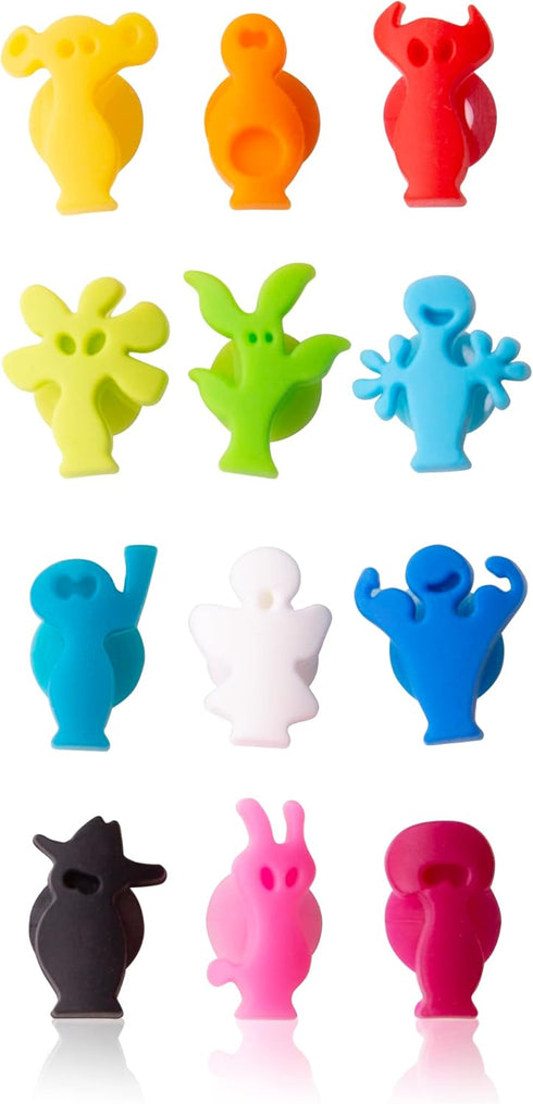 Vacu Vin Glass Markers Party People Set – 12 Unique Drink Identifiers, Reusable
