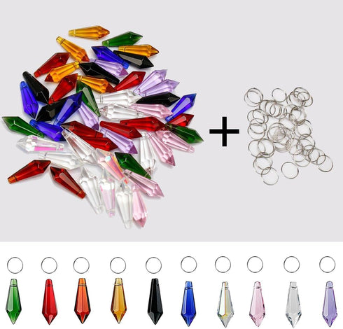 50pcs 38mm H&D HYALINE & DORA Suncatcher Crystal Icicle Pendant Sun Catchers Chandelier Prisms Drops Lamp Candle