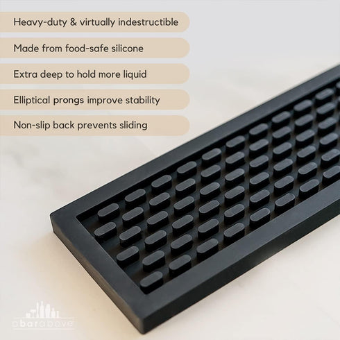 Premium A Bar Above Heavy Duty Bar Mat, Food Safe Silicone for Bartending, Coffee, Dish Drying Mats