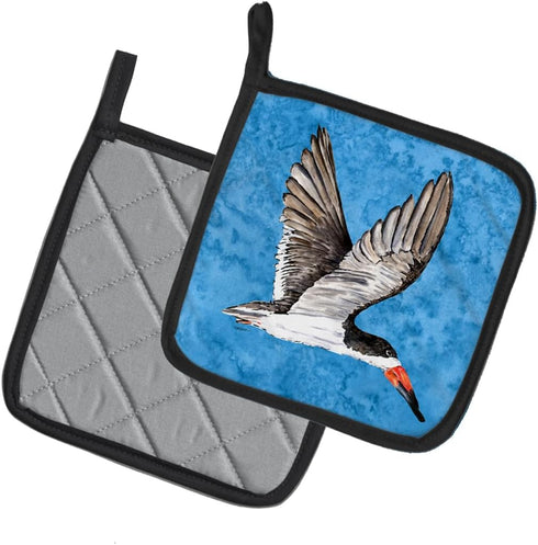 Caroline's Treasures 8692PTHD Bird on Blue Pair of Heat Resistant Pot Holders, 7 1/2 x 7 1/2