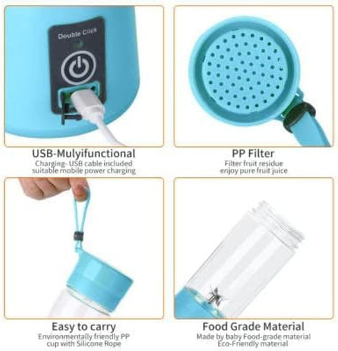 Compact USB Rechargeable 12 Oz Portable Handheld Blender with Powerful Motor for Smoothies, Shakes, Baby Food