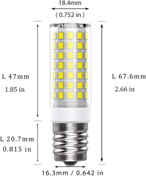 8W Dimmable LED E17 Microwave Oven Bulb, Daylight 6000K, 100W Halogen Equivalent, Under-Microwave Light (2-Pack)