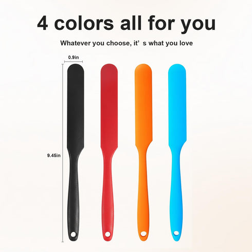 Darlingao 4 Set, Spreading(4 Pcs Silicone Jar Spatula Long Handle Heat Resistant Skinny Spatulas for Jars & Bottles