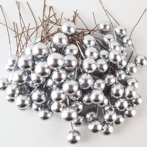 GXXMEI 300PCS 10 mm Artificial Holly Berries, Mini Fake Berries Decor on Wire for Christmas Tree Decorations Flower