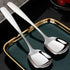 Set of 4 Square Head Spoons, Korean Style Square Sugar Spoon, Thick Heavy Stainless Steel Soup Spoons, 7 Inch Dinner