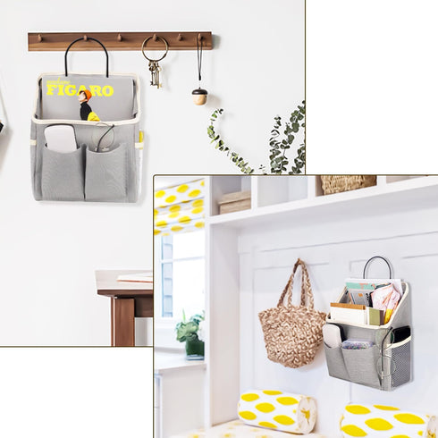 LYroo 2 Pack Wall Hanging Bag Organizer, Basket with Pockets for Bathroom, Bedroom, Kitchen Essentials