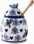 ZOOBEE Ceramic Honey Pots with Dipper and Lid Farmhouse Style,10oz Honey Jar