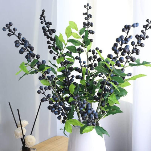 OrgMemory (6 17" Artificial Berry, pcs, Each) Fake Burgundy Berry, Artificial Berries Stems for Xmas Tree Wreath