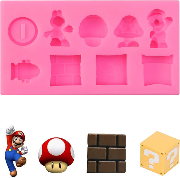 9-Cavity Silicone Cartoon Fondant Mold for Cake Decorating, Candy Making, and Resin Crafts - Chocolate and Gum Paste