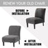 UCCONO Armless Accent Chair Slipcovers, Thick Velvet Slipper Accent Chair Covers Hotel Oversized Big Chairs, Removable