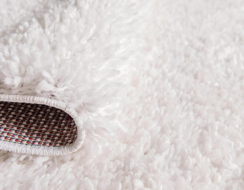 Unique Loom Davos Shag Collection Area Rug - Solid White/Ivory (2' Round)