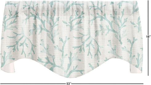 Turquoise Blue Valances for Windows, 53x18 Inches Cotton Curtains for Kitchen or Living Room Beach Coastal Decor