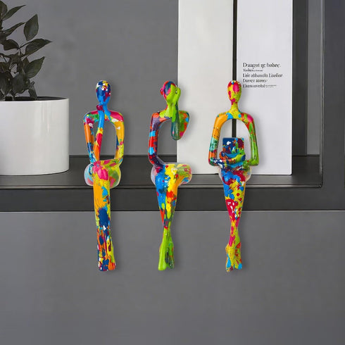 3Pcs Graffiti Thinker Statue Accents Reading Women Sculptures, Modern Aesthetic Figurine Decoration, Abstract Art