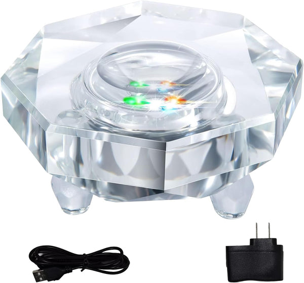 Crystal LED Light Base for 3D Glass Art, Multicolor Changing Pedestal Stand