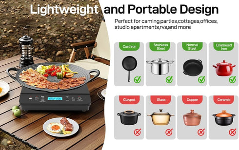 Panana Portable Induction Cooktop Hot Plate Countertop Burner 1800W, 10 Temp Levels, Timer, Touch Panel (Blue LCD)