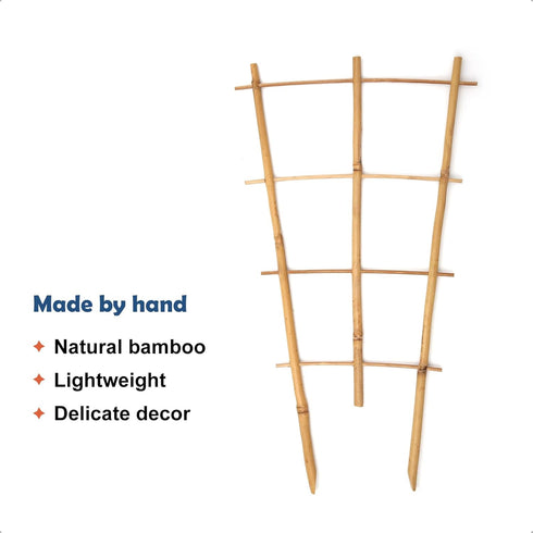 3Pack 16 Inch COLOtime Bamboo Trellis Fan Shaped Small Plant Trellis for Indoor Potted Plants Climbing Monstera Orchid