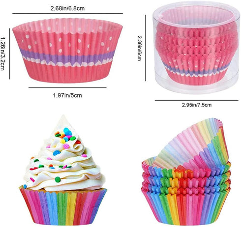 600PCS/Set Muffin Cupcake Paper Cups, Cake Forms Cupcake Liner Baking Muffin Box Party Tray Decorating Tools