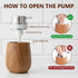 Set 7oz/200ml 6 Countertop Walnut Wood Soap Dispenser with Tray, Foaming Hand Soap Dispenser with Labels, Wooden