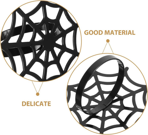 FRCOLOR 4pcs Metal Spider Web Napkin Holder, Halloween Napkin Rings for Festival Parties Weddings