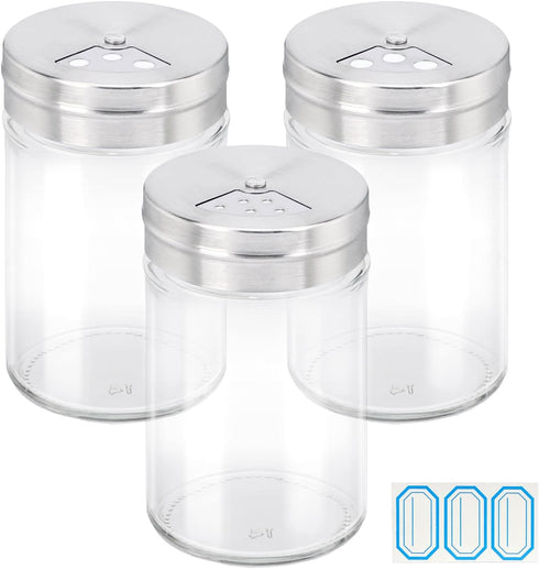 Segarty 3 Pack Spice Jars, 3 oz Glass Bottles with Shaker Lids, Adjustable Pour Holes for Kitchen Storage
