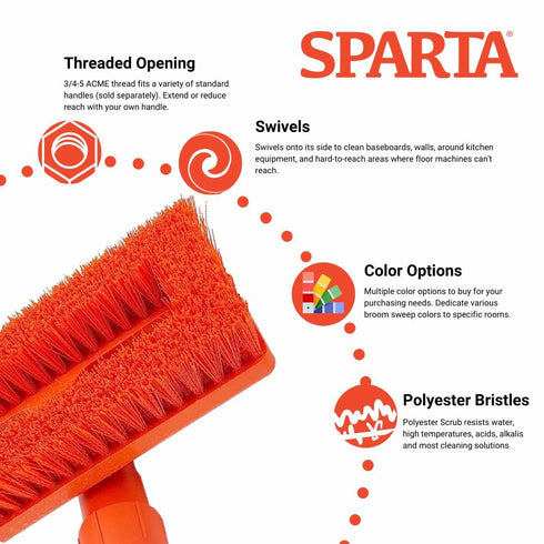 3638831EC24 8 Inches, SPARTA Polyester Rectangle Scrub Brush, Floor Brush, Cleaning Brush With Swivel Head