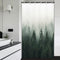 Green Misty Forest Shower Curtain, Nature Shower Curtain Set with Pine Tree Jungle Mountain Rustic Scenery for Bathroom