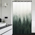 Green Misty Forest Shower Curtain, Nature Shower Curtain Set with Pine Tree Jungle Mountain Rustic Scenery for Bathroom