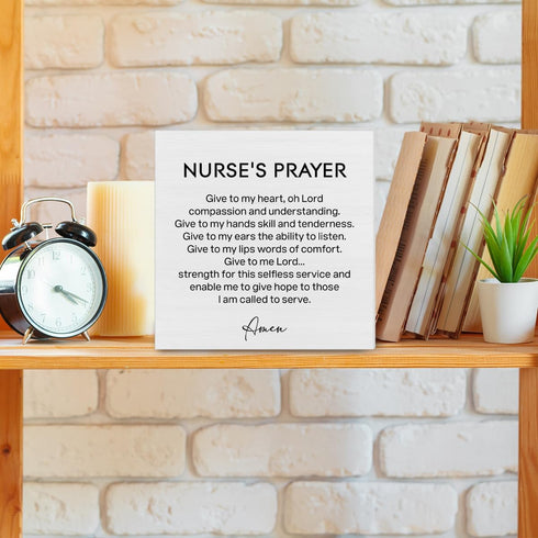 SOFEGY 5 5 Inches Nurse's Prayer Decor Nursing Graduation Gift Nurse Decorations Home Office Wood Sign for Desk Table