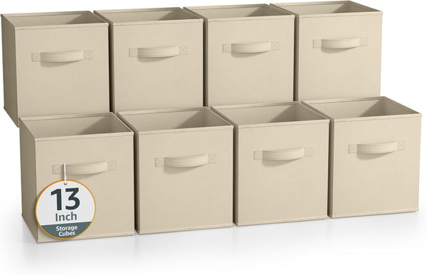 Sorbus 13 Inch Storage Bins - 8 Sturdy Collapsible Fabric Baskets with Handle for Organizing Clothes, Toys, Books