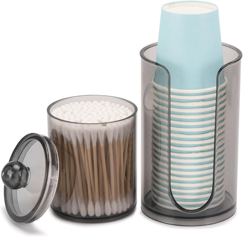 LoveBB 3oz-5oz Bathroom Cup Dispenser with 10oz Qtip Holder, Small Disposable Paper