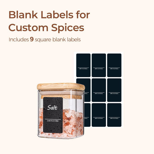 4 oz 6Pack, Set, ComSaf Spice Jars with Labels Small Spice Containers Starter Glass Seasoning Jars with Lids, Square