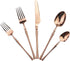 Copper Silverware Set, 5-Piece 18/10 Stainless Steel Flatware Cutlery Set, Mirror Finish, Dishwasher Safe