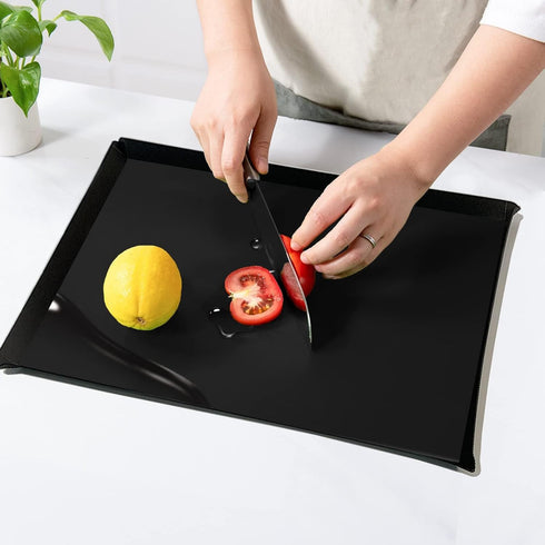 WK Extra Thick Foldable Cutting Boards with Lip, Flexible Plastic Mats for Kitchen, Non-Slip, BPA Free, Dishwasher