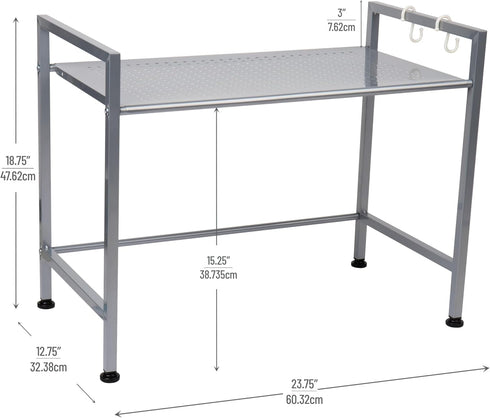 Mind Reader Kitchen Storage, Microwave Stand, Metal Shelf Organizer, Rack Shelf, 23.75"L x 12.75"W x 18.75"H