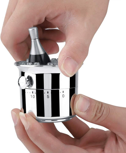 Kitchen Timer, Bucket Shaped 60 Minutes Stainless Steel Mechanical Wine Cooler Timer, Cute Cooking Gadget Tool