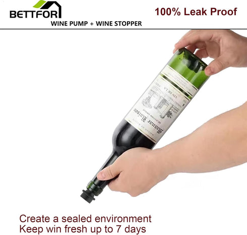 Wine Saver Pump with 8 Vacuum Wine Stoppers, Wine Bottle Stoppers with Food Grade Silicone Leak Proof