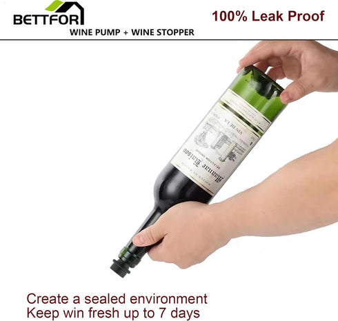 Wine Saver Pump with 4 Vacuum Stoppers, Leak Proof Wine Bottle Stoppers for All Standard Bottles