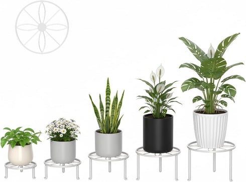 NQW 5 Pack Heavy Duty Metal Stand Decorates Multiple Plants for Indoor and Outdoor, Anti-Rust Iron Flower Pot Holder