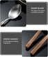 Retro Wooden Handle Spoon Set, Stainless Steel Serving Tablespoons, 4 Pcs with Brown Handle