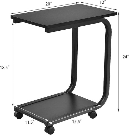 Tangkula Versatile C Table - Black Snack & Coffee Tray for Living Room