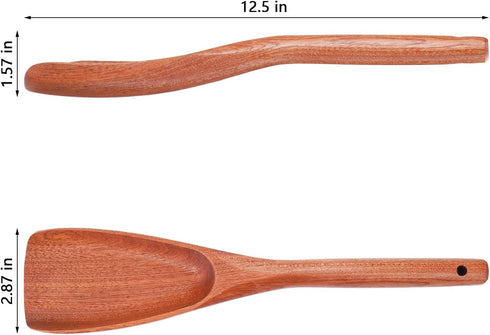 Wooden Cooking Spatula for Nonstick Cookware, Spatula Spoon for Cooking, Stirring, Scooping, Scraping, Serving, Solid Wooden Kitchen Utensil Spoon and Spatula in one (sapele wood)