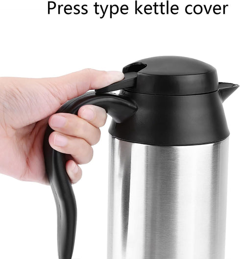 Car Electric Kettle, 750ml 120W 12V Stainless Steel Heating Kettle for Most 12V Power Source Cars
