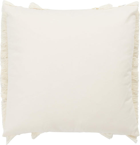 16-inch PLS7142A-1616 Safavieh Home Collection Grema Boho White Fringe Decorative Accent Pillow