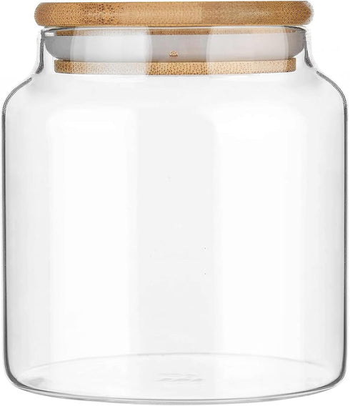 Glass Jar with Lid - 17.6 FL oz Airtight Glass Storage Jar for Kitchen Counter, Decorative Jar for Food