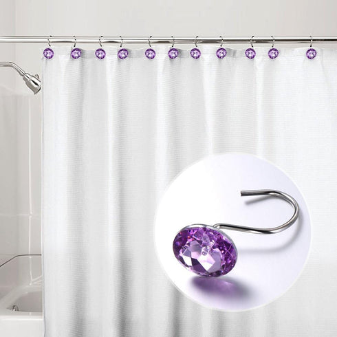 iiEASEST Quality Acrylic Decorative Shower Curtain Hooks Rings, Set of 12 (Purple)